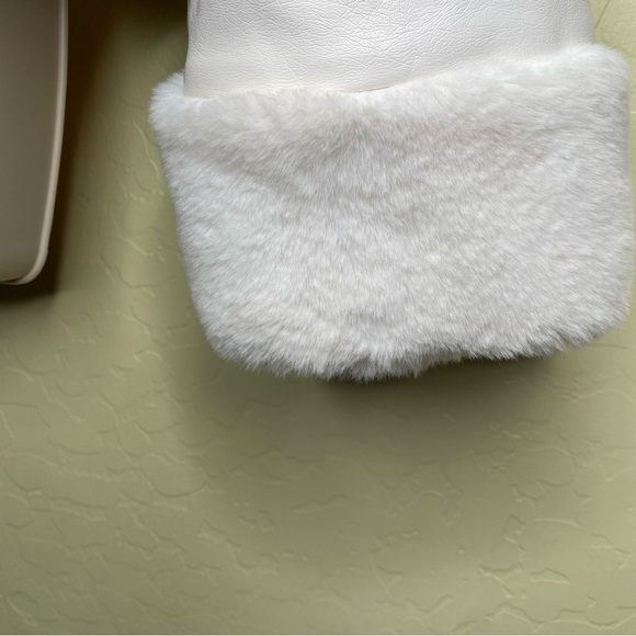 Nine West Cream Faux Fur Moto Jacket Coat Size Large L - Picture 7 of 16